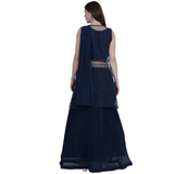 Midnight Grace Draped Lehenga Set