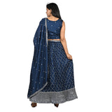 Blue and Silver Embroidered Lehenga