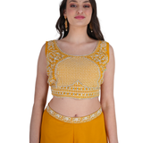 Mustard Yellow Embroidered Sharara Set