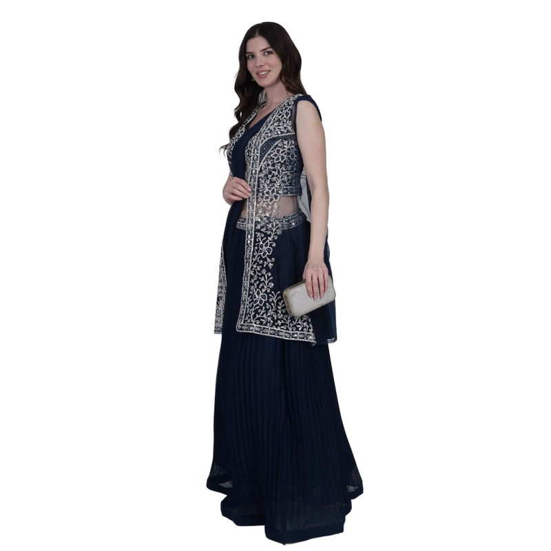 Midnight Grace Draped Lehenga Set