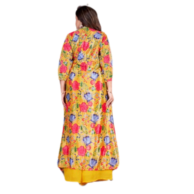 Vibrant Yellow Floral Printed Palazzo Set