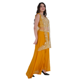 Mustard Yellow Embroidered Sharara Set