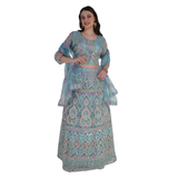 Aqua Blue Ethnic Embroidered Lehenga Set