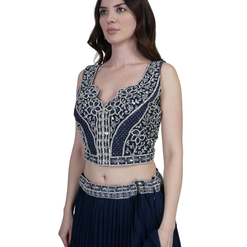 Midnight Grace Draped Lehenga Set