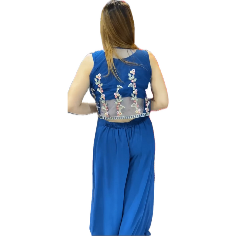 Royal Blue Embroidered Lehenga Co-Ord Set