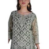 Olive Green Ethnic Embroidered Sharara Set