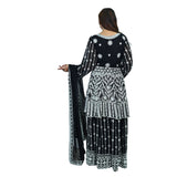 Elegant Black Peplum Dress with Beadwork & Embroidery