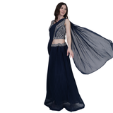 Midnight Grace Draped Lehenga Set