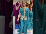 Regal Teal Embroidered Sharara Suit